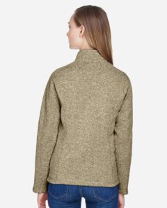 Devon & Jones DG793W Women’s Bristol Full-Zip Sweater Fleece Jacket – Khaki Heather (on model back)