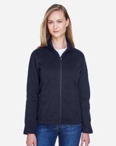 Devon & Jones DG793W Women’s Bristol Full-Zip Sweater Fleece Jacket – Navy (on model)