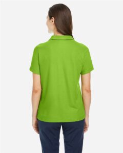 CORE365 CE112W Women’s Fusion ChromaSoft™ Pique Polo – Acid Green (on model back)