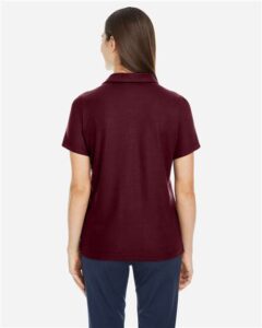 CORE365 CE112W Women’s Fusion ChromaSoft™ Pique Polo – Burgundy (on model back)
