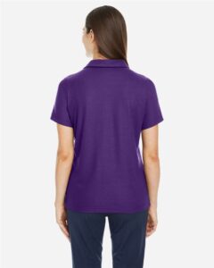 CORE365 CE112W Women’s Fusion ChromaSoft™ Pique Polo – Campus Purple (on model back)
