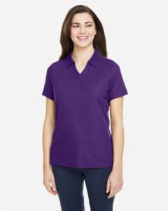CORE365 CE112W Women’s Fusion ChromaSoft™ Pique Polo – Campus Purple (on model)