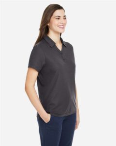 CORE365 CE112W Women’s Fusion ChromaSoft™ Pique Polo – Carbon (on model side)