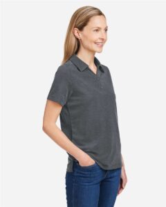 CORE365 CE112W Women’s Fusion ChromaSoft™ Pique Polo – Carbon Heather (on model side)