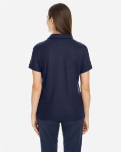 CORE365 CE112W Women’s Fusion ChromaSoft™ Pique Polo – Classic Navy (on model back)