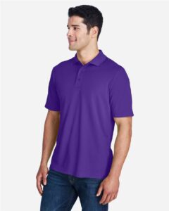 CORE365 88181 Men’s Origin Performance Piqué Polo – Campus Purple (on model side)
