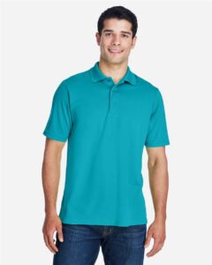 CORE365 88181 Men’s Origin Performance Piqué Polo – Clear Teal (on model)