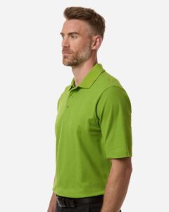 CORE365 CE106 Men’s Resolve CVC Performance Pique Polo – Acid Green (on model side)