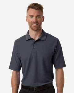 CORE365 CE106 Men’s Resolve CVC Performance Pique Polo – Carbon (on model)