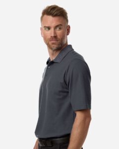 CORE365 CE106 Men’s Resolve CVC Performance Pique Polo – Carbon (on model side)