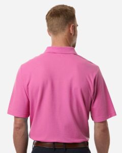 CORE365 CE106 Men’s Resolve CVC Performance Pique Polo – Charity Pink (on model back)