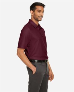 CORE365 CE112 Men’s Fusion ChromaSoft™ Pique Polo – Burgundy (on model side)