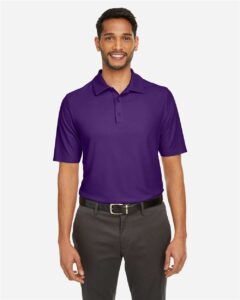 CORE365 CE112 Men’s Fusion ChromaSoft™ Pique Polo – Campus Purple (on model)