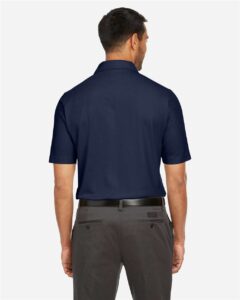 CORE365 CE112 Men’s Fusion ChromaSoft™ Pique Polo – Classic Navy (on model back)