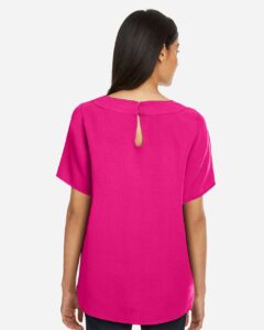 Devon & Jones DP613W Women’s Perfect Fit™ Boat Neck Blouse – Crown Raspberry (on model back)