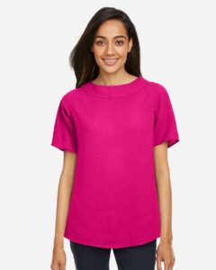 Devon & Jones DP613W Women’s Perfect Fit™ Boat Neck Blouse – Crown Raspberry (on model)
