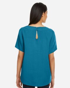 Devon & Jones DP613W Women’s Perfect Fit™ Boat Neck Blouse – Dark Teal (on model back)