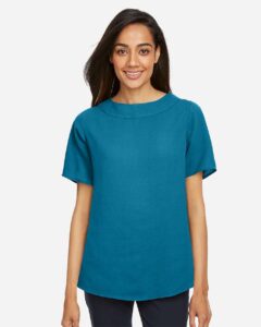 Devon & Jones DP613W Women’s Perfect Fit™ Boat Neck Blouse – Dark Teal (on model)