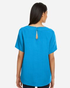 Devon & Jones DP613W Women’s Perfect Fit™ Boat Neck Blouse – Ocean Blue (on model back)