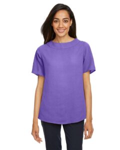 Devon & Jones DP613W Women’s Perfect Fit™ Boat Neck Blouse – Grape (on model)