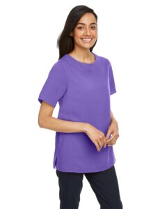 Devon & Jones DP613W Women’s Perfect Fit™ Boat Neck Blouse – Grape (on model side)