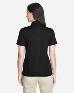 CORE365 78181 Women’s Origin Performance Piqué Polo – Black (on model back)