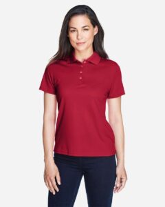 CORE365 78181 Women’s Origin Performance Piqué Polo – Classic Red (on model)