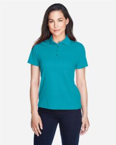 CORE365 78181 Women’s Origin Performance Piqué Polo – Clear Teal (on model)
