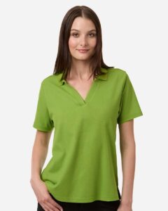 CORE365 CE106W Women’s Resolve CVC Performance Pique Polo – Acid Green (on model)