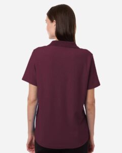CORE365 CE106W Women’s Resolve CVC Performance Pique Polo – Burgundy (on model back)