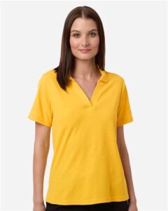 CORE365 CE106W Women’s Resolve CVC Performance Pique Polo – Campus Gold (on model)