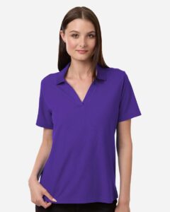 CORE365 CE106W Women’s Resolve CVC Performance Pique Polo – Campus Purple (on model)