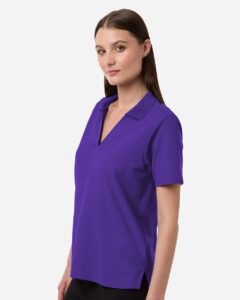 CORE365 CE106W Women’s Resolve CVC Performance Pique Polo – Campus Purple (on model side)