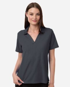 CORE365 CE106W Women’s Resolve CVC Performance Pique Polo – Carbon (on model)