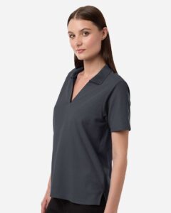 CORE365 CE106W Women’s Resolve CVC Performance Pique Polo – Carbon (on model side)