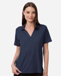 CORE365 CE106W Women’s Resolve CVC Performance Pique Polo – Classic Navy (on model)