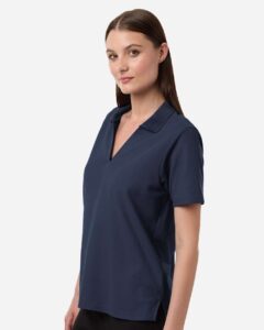 CORE365 CE106W Women’s Resolve CVC Performance Pique Polo – Classic Navy (on model side)