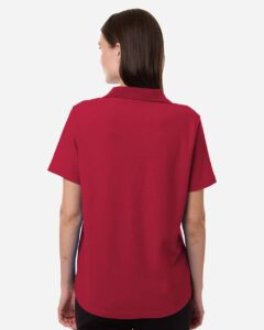 CORE365 CE106W Women’s Resolve CVC Performance Pique Polo – Classic Red (on model back)