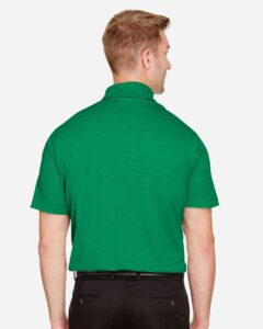 Devon & Jones DG22 Men’s CrownLux Performance® Address Mélange Polo – Kelly Green Melange (on model back)