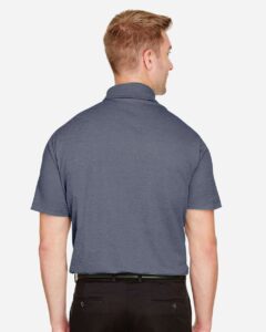 Devon & Jones DG22 Men’s CrownLux Performance® Address Mélange Polo – Navy Melange (on model back)