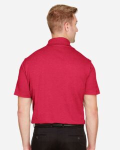 Devon & Jones DG22 Men’s CrownLux Performance® Address Mélange Polo – Red Melange (on model back)
