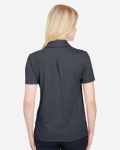 Devon & Jones DG22W Women’s CrownLux Performance® Address Melange Polo – Black Melange (on model back)