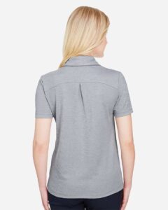 Devon & Jones DG22W Women’s CrownLux Performance® Address Melange Polo – Grey Melange (on model back)