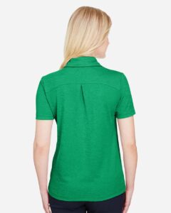 Devon & Jones DG22W Women’s CrownLux Performance® Address Melange Polo – Kelly Green Melange (on model back)