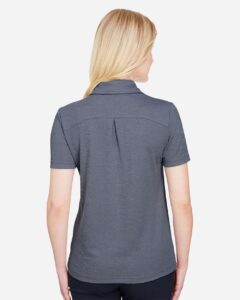 Devon & Jones DG22W Women’s CrownLux Performance® Address Melange Polo – Navy Melange (on model back)