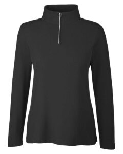 CORE365 CE405W Women’s Fusion ChromaSoft™ Pique Quarter-Zip Pullover – Black