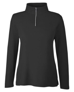 CORE365 CE405W Women’s Fusion ChromaSoft™ Pique Quarter-Zip Pullover – Black