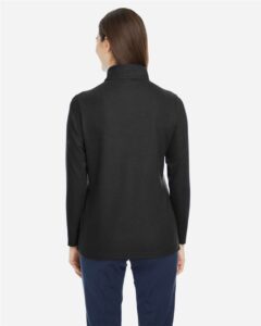 CORE365 CE405W Women’s Fusion ChromaSoft™ Pique Quarter-Zip Pullover – Black (on model back)
