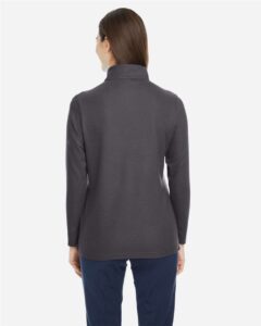 CORE365 CE405W Women’s Fusion ChromaSoft™ Pique Quarter-Zip Pullover – Carbon (on model back)