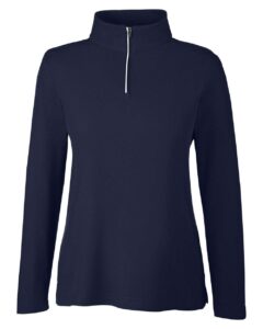 CORE365 CE405W Women’s Fusion ChromaSoft™ Pique Quarter-Zip Pullover – Classic Navy